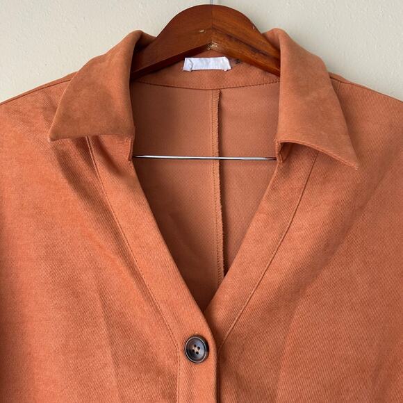 Vestique Orange Short Sleeve Collared Button Down Romper Size Small - Picture 6 of 12